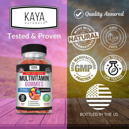 Kaya Naturals Adulto Multi Vitamina Gomosa, Biotina, Vitamin - Imagem 4