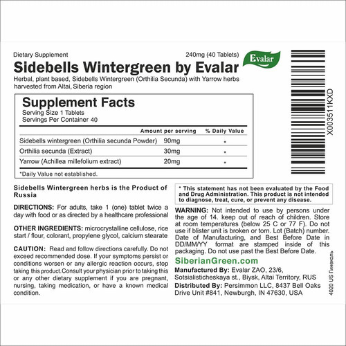 Evalar Orthilia Secunda Sidebells Wintergreen Yarrow Herb 40 - Imagem 2