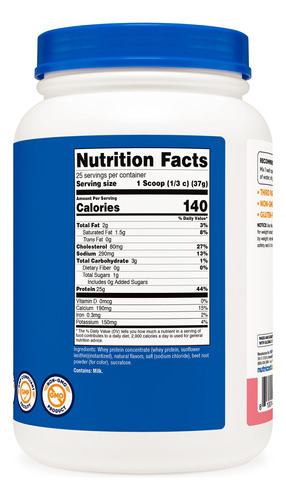 Proteína Em Pó Nutricost Whey Concentrado 907g De Morango - Imagem 6