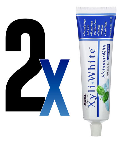 Creme Dental Xyliwhite Now Foods Menta Bicarbonato Sódio 2un - Imagem 2