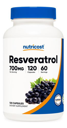 Nutricost Resveratrol 700mg, 120 Cápsulas - Vegano, Sem Glút