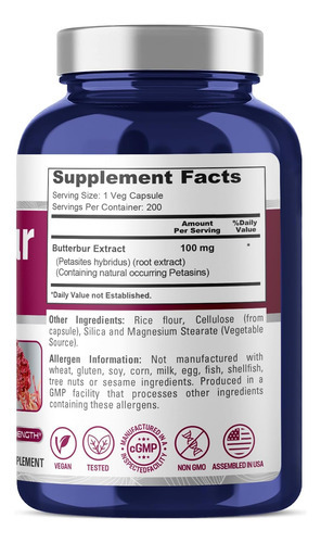 Extrato De Butterbur Nusapure 100 Mg Por Cápsula 200 Cápsula - Imagem 2