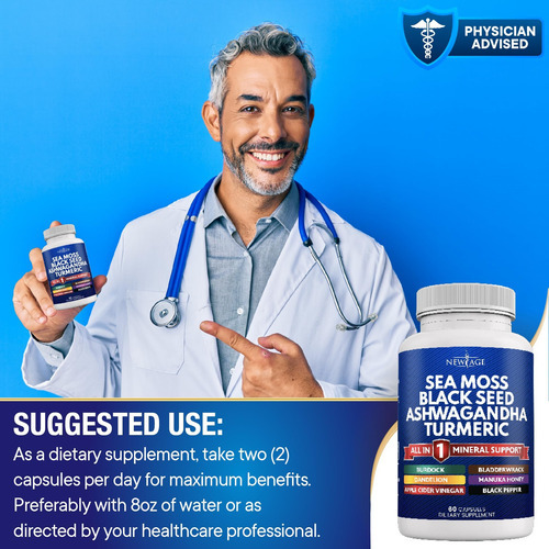 New Age Silica Sea Moss 3000mg Óleo De Semente Preta 2000mg - Imagem 7