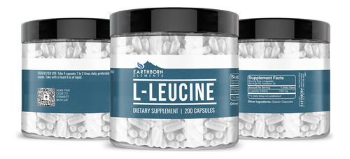 Earthborn Elements L-leucina 200 Cápsulas, Pura E Não Diluíd