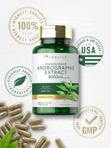 Cápsulas Carlyle Andrographis Paniculata | 8.000 Mgs | 90 Co - Imagem 5