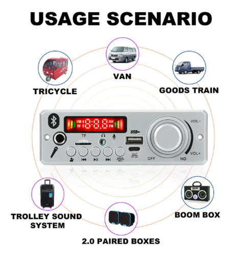 Placa Decodificadora Mp3 Wav, Amplificador De 80w, Microfon - Imagem 4