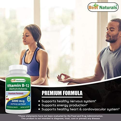 Vitamina B-12 Marca Best Naturals, 6000 Mcg, 120 Comprimidos - Imagem 4
