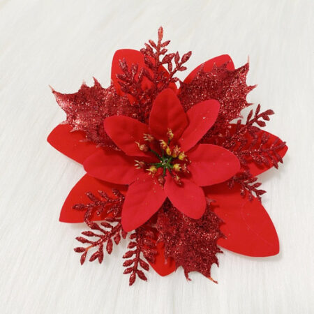 30 Peças De Flores De Natal Artificiais Douradas Brilhantes - Imagem 9