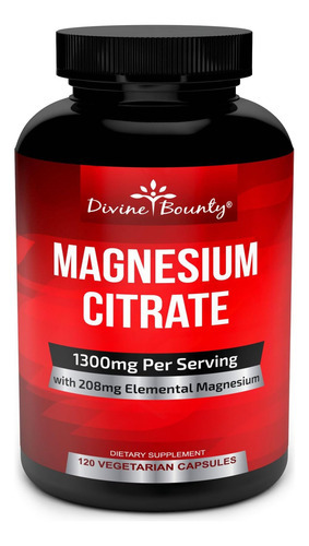 Cápsulas De Citrato De Magnésio Puro - 1300mg Suplemento De