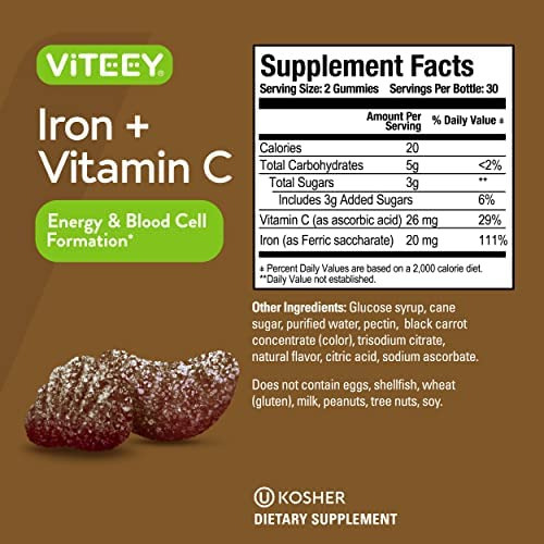 Gomas De Ferro 20 Mg + Vitamina C 26 Mg Para Deficiência De - Imagem 2
