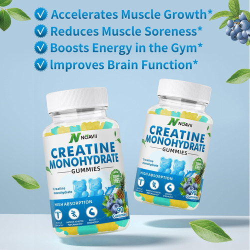 Gomas De Monohidrato De Creatina Noavii 5000 Mg Para Homens - Imagem 2