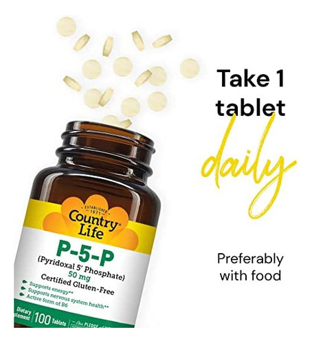 Country Life P5p Vitamina B6 (piridoxal Fosfato) 50mg, 100 C - Imagem 5