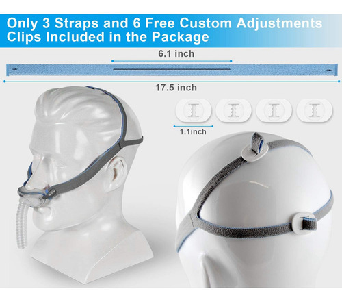 5 Peças De Capacete Para Almofada Nasal Airfit P10, Alças De - Imagem 6