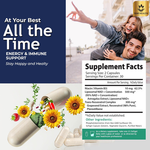 Liposomal Nad + 810 Mg, Nicotinamida Ribosídeo Equivalente C - Imagem 2