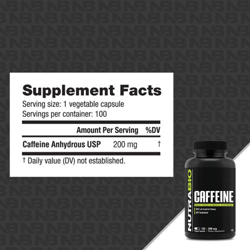 Cápsulas De Cafeína Nutrabio 100% Pura (100 Cápsulas) - Imagem 2