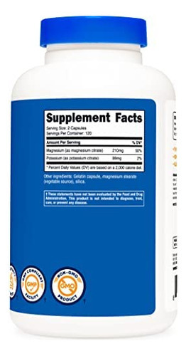Nutricost Potássio (99 Mg) Magnésio (210 Mg) Citratos, 240 C - Imagem 4