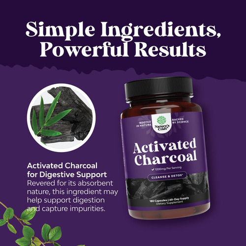 Suplemento De Carvão Vegetal Natures Craft Cleanse And Detox - Imagem 4