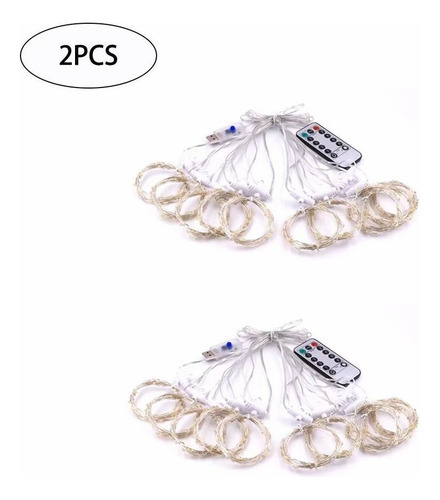 Cortina 300 Led Usb Controle Branco Quente 3mx3m 2 Unidades - Imagem 2