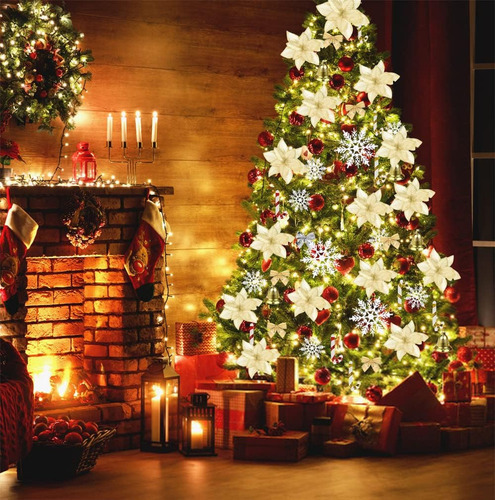 Decoração De Árvore De Natal De 120 Peças Com Flores De Nata — foto 4 Decoração De Árvore De Natal De 120 Peças Com Flores De Nata - Imagem 4