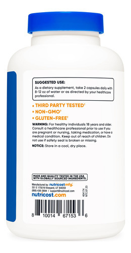 Suplemento Nutricost De Vitamina C Com Zinco 1000 Mg/45 Mg - Imagem 4