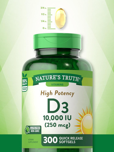 Natures Truth Vitamina Diu Softgels | 300 Contagens | Força - Imagem 6