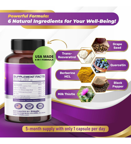 Resveratrol 24.000 Mg Com Semente De Uva + Quercetina Berber - Imagem 2