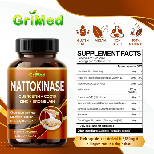 Nattokinase 8.800mg X8 Power Com Quercetina, Coq10, Zinco, B - Imagem 3