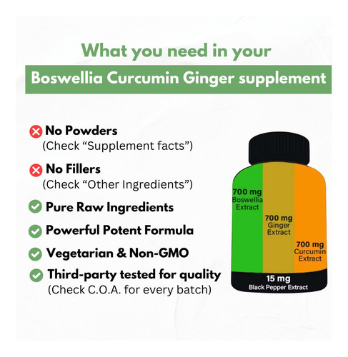 Extratos De Gengibre De Curcumina De Boswellia - Suplemento - Imagem 5