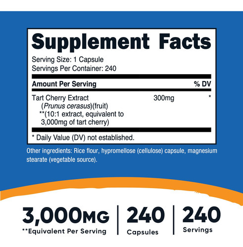 Suplemento Nutricost Tart Cherry Extract 3000 Mg 240 Cápsula - Imagem 2