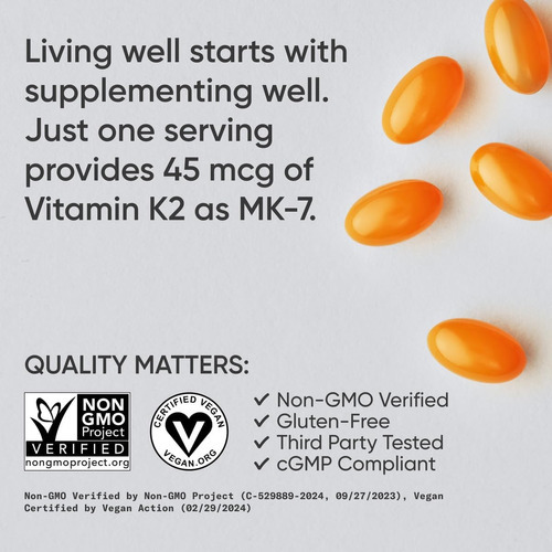 Vitamina K2 De Pesquisa Esportiva Como Mk-7 45mcg Com Óleo M - Imagem 4