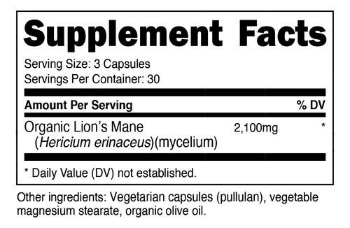 Suplemento Nutricost Lion's Mane Mushroom 1650 Mg 90 Cápsula - Imagem 2