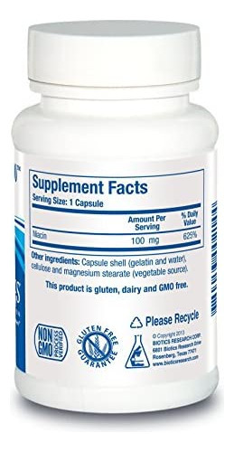 Biotics Research Niacina Niacina, Vitamina B3, Colesterol, - Imagem 2