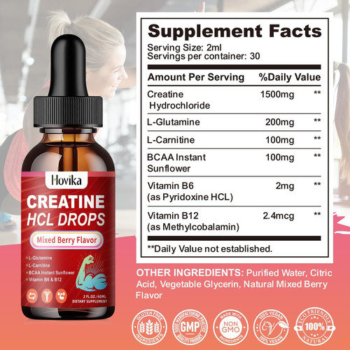 Gotas De Líquido De Creatina Hcl Para Homens E Mulheres, Clo - Imagem 7