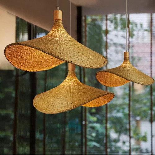 A Luminária De Teto Pendente Chapéu De Vime Lustre De 30 Cm - Imagem 3
