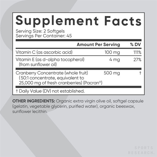 Suplemento Sports Research Cranberry Fruit Complex 90 Cápsul - Imagem 3