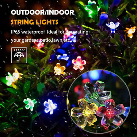 5m Luzes Natal Ao Ar Livre Luz Solar Da Corda Da Flor 20led- - Imagem 4