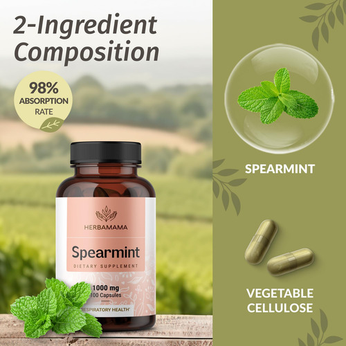 Cápsulas De Folhas De Hortelã Herbamama - 1000 Mg Folhas De - Imagem 4