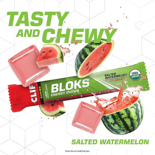 Bloks De Tiro Clif - Melancia Salgada - Mastigações De Energ - Imagem 4
