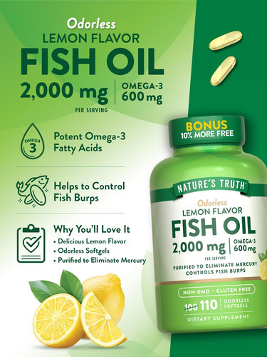 Suplemento De Óleo De Peixe Natures Truth | 2000mg | 110 Cáp - Imagem 5