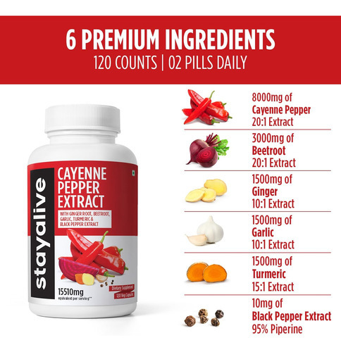 Stay Alive Pimenta Caiena 8000mg, Gengibre 1500mg, Alho 1500 - Imagem 3