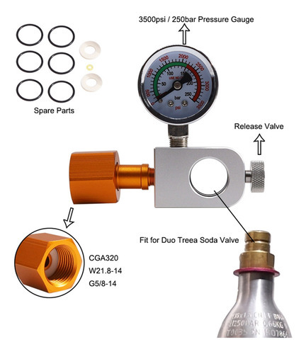 Adaptador De Recarga De O2co2 Para W21.8 Co2 Tank Soda Refil - Imagem 2