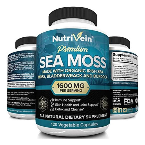 Nutrivein Organic Sea Moss 1600mg Plus Bladderwrack & Barda - Imagem 4