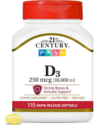 Vitamina D3 Do Século Xxi 250 Mcg (10.000 Ui) Cápsulas De L