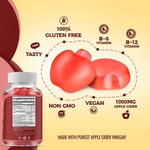 Gomas De Vinagre De Cidra Toplux - 1000mg Acv Com B12, Raiz - Imagem 4