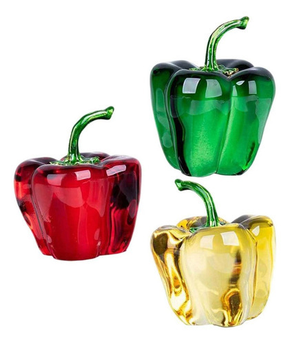 3 Peças De Cristal Escultura De Frutas Arte Estante De