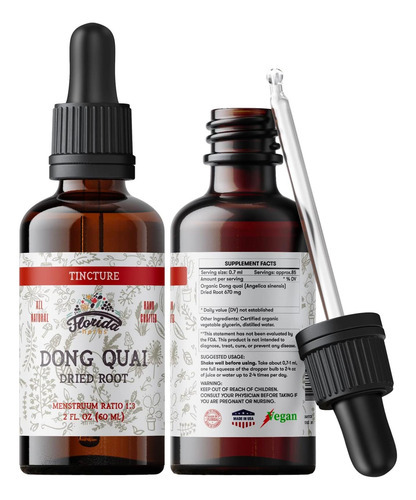 Florida Herbs Dong Quai Tintura, Extrato Orgânico De Dong Qu