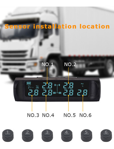 Monitor De Pressão De Pneu De Carro Sem Fio 6 Sensores Exter - Imagem 8