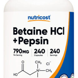 Suplemento Nutricost Betaína Hcl + Pepsina 790 Mg 240 Cápsul