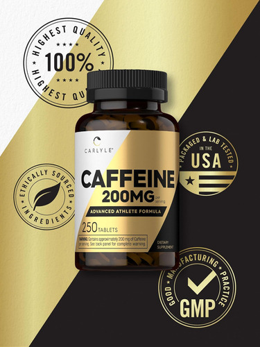 Pílulas De Cafeína Carlyle 200mg | 250 Comprimidos | Fórmula - Imagem 6