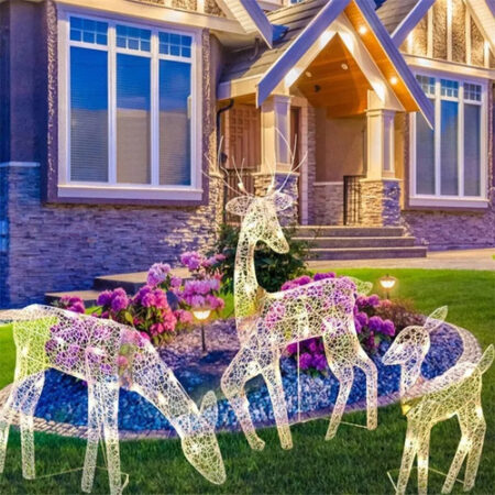 Família De Alces Natal Com Três Decorações Natal Jardim Led - Imagem 6